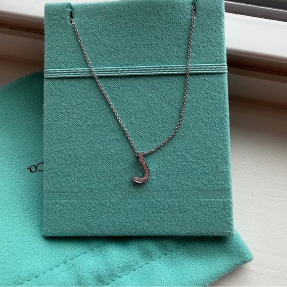 Tiffany & Co Platinum Diamond J necklace - Picture 5 of 5